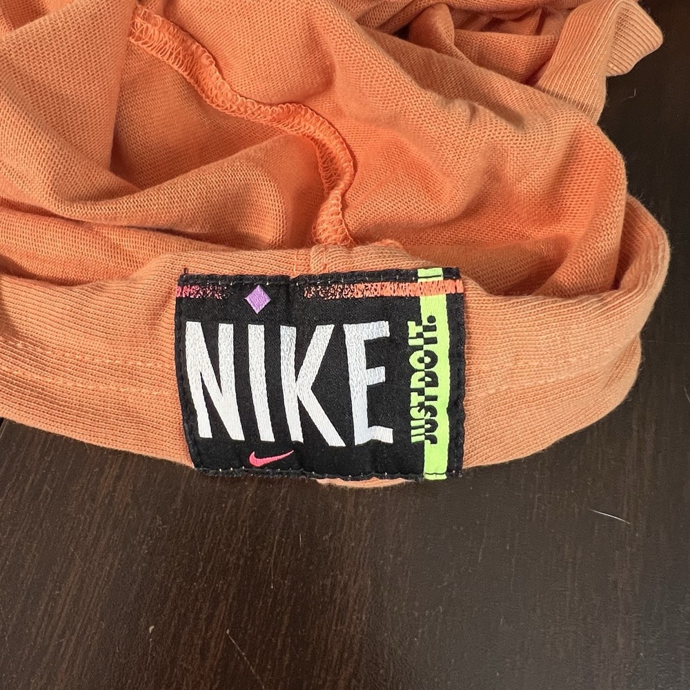 Nike Just Do It Orange Long Sleeve Oversized Cropped Hoodie Sweatshirt Unisex XS - Picture 3 of 6